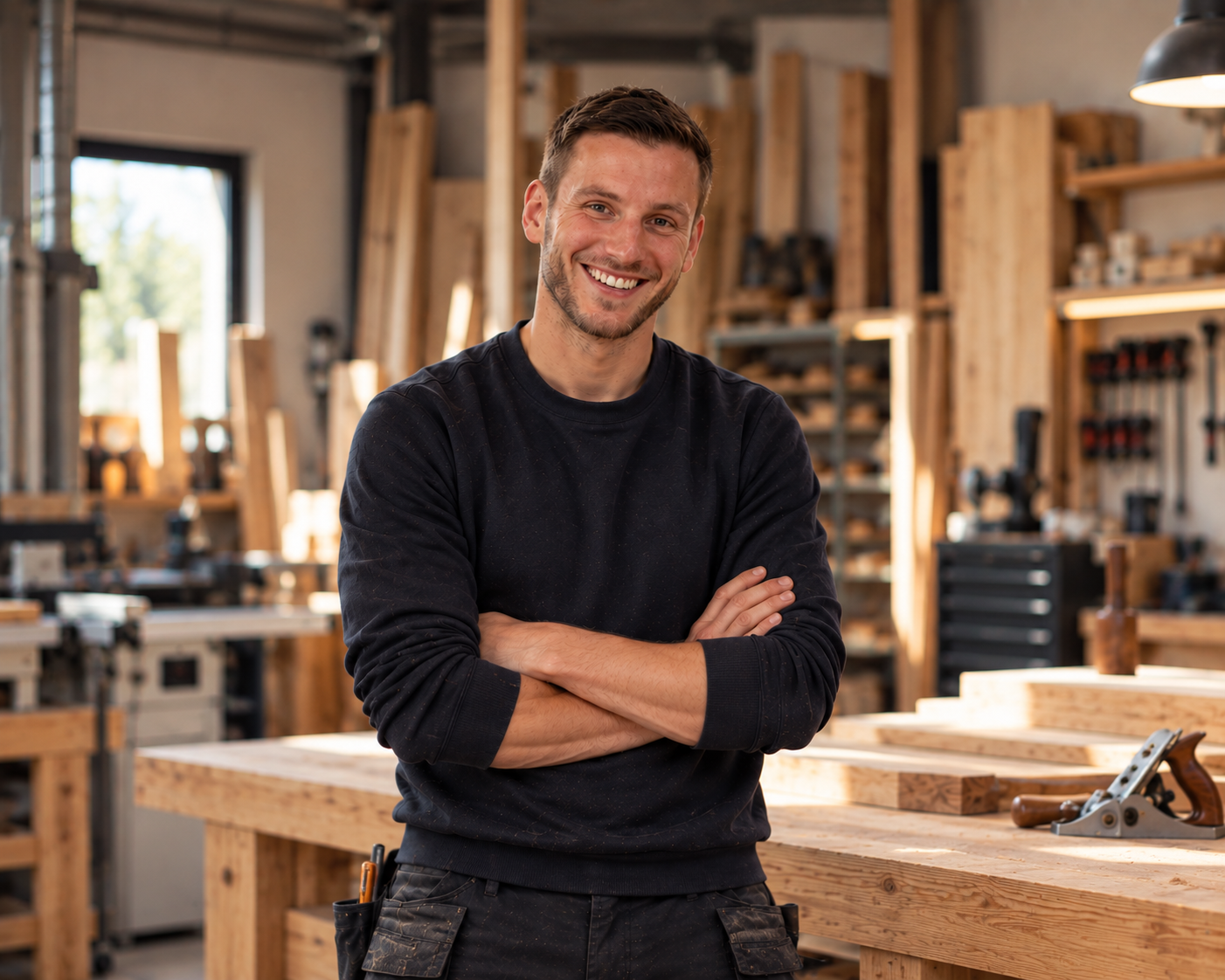 Maarten van MC Meubel & Interieur in de werkplaats